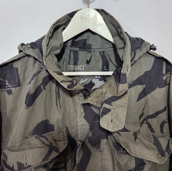 Throwback ADDICT SheCamo Original M-65 Military Camouflage Green Black Coat sz L - Picture 2 of 14